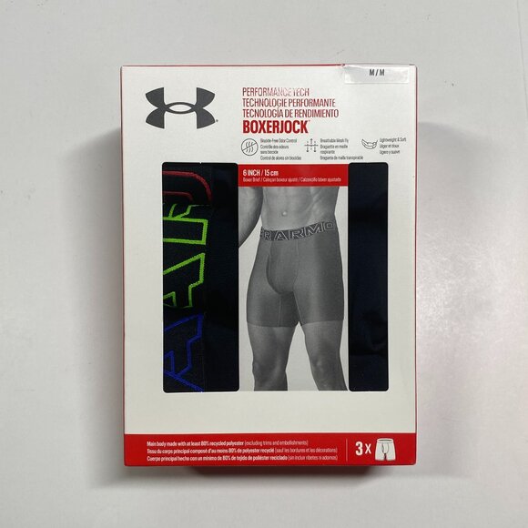 NWT Under Armour UA Performance Tech 6" Boxerjock Boxer Briefs - 3 Pack Size L - Picture 1 of 4
